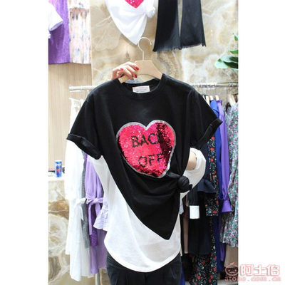【廠家直銷2018夏季愛心字母亮片短袖T恤女韓版寬松白色純棉百搭上衣1495】深圳市南山區(qū)伊人醉服飾批發(fā)商行 - 產(chǎn)品庫(kù)